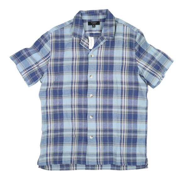 Banana Republic Other - Banana Republic Linen-Blend Shirt‎ Mens M Blue Plaid Modern Summer Casual Beach